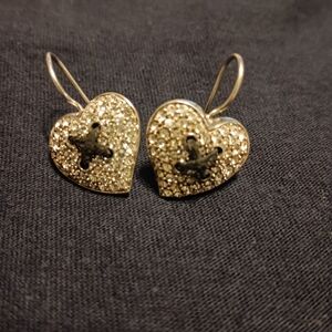 Gold Heart Earrings with Star Design